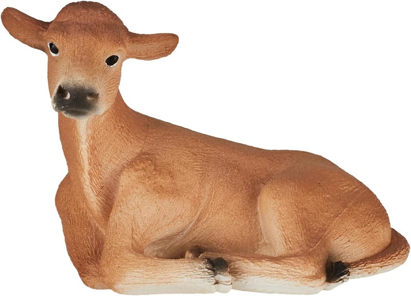 MOJO Jersey Calf Laying Realistic Farm Animal Hand Painted Toy Figurine - Image 1